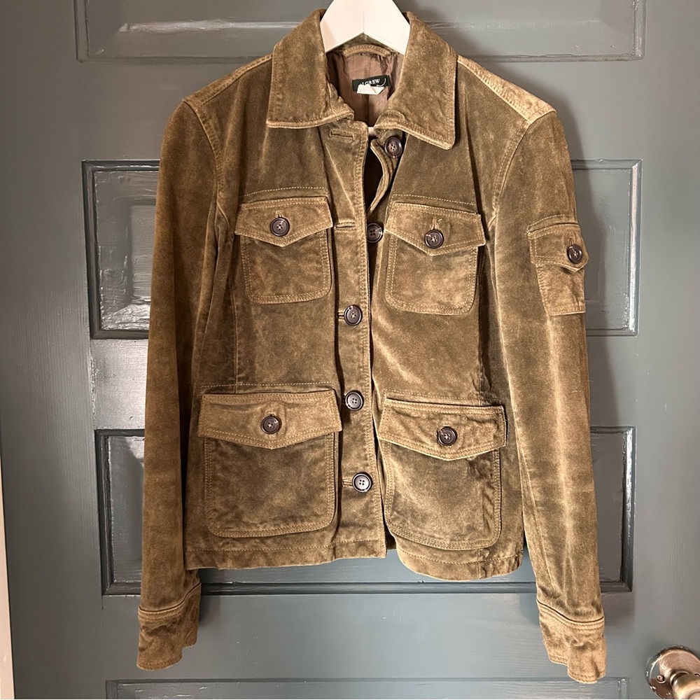 J. Crew Olive Green Vintage Suede Field Jacket size small